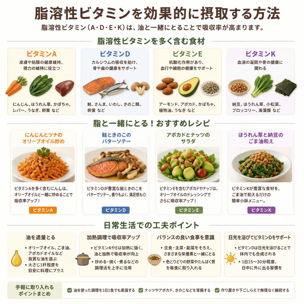 日常生活での脂溶性ビタミンの取り入れ方