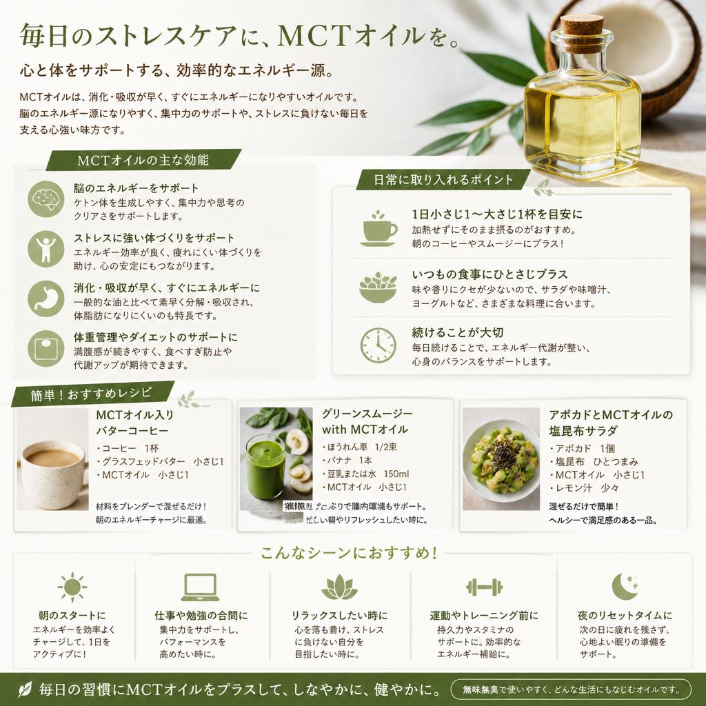 ストレスフリーに導くMCTオイルの活用法