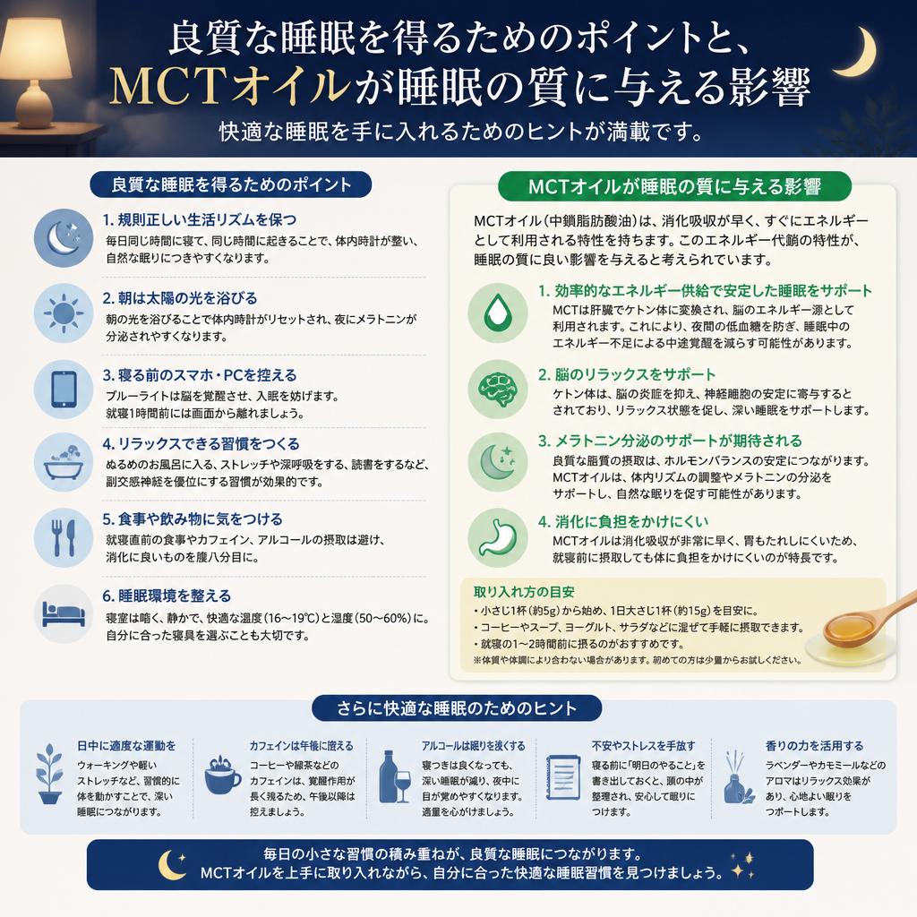 睡眠改善に寄与するMCTオイルのメリット