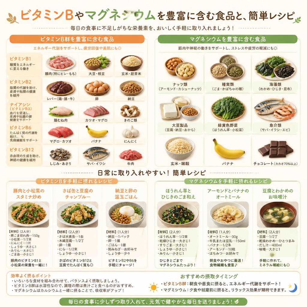 ビタミンBとマグネシウムを含む食品