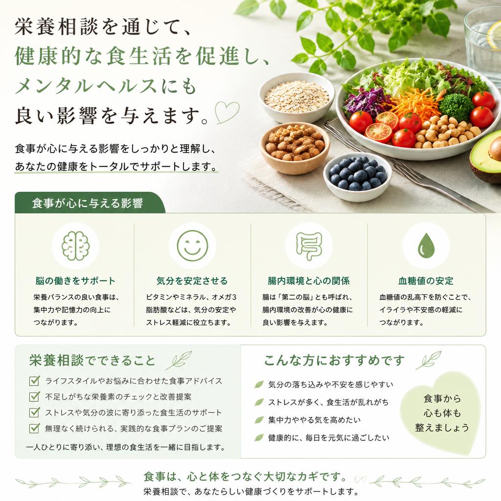 栄養カウンセリングで心と身体のバランスを整える